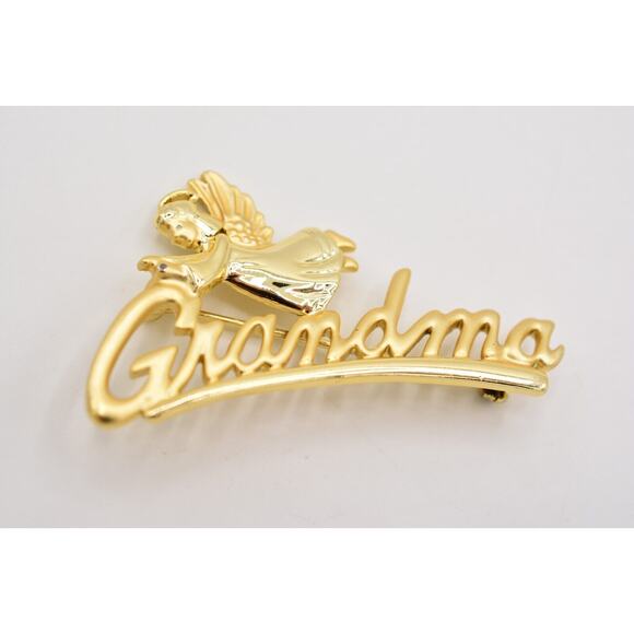 Danecraft Vintage Grandma Pin Brooch Angel Brushed Gold Signed 1980s Bin1 - Picture 10 of 12
